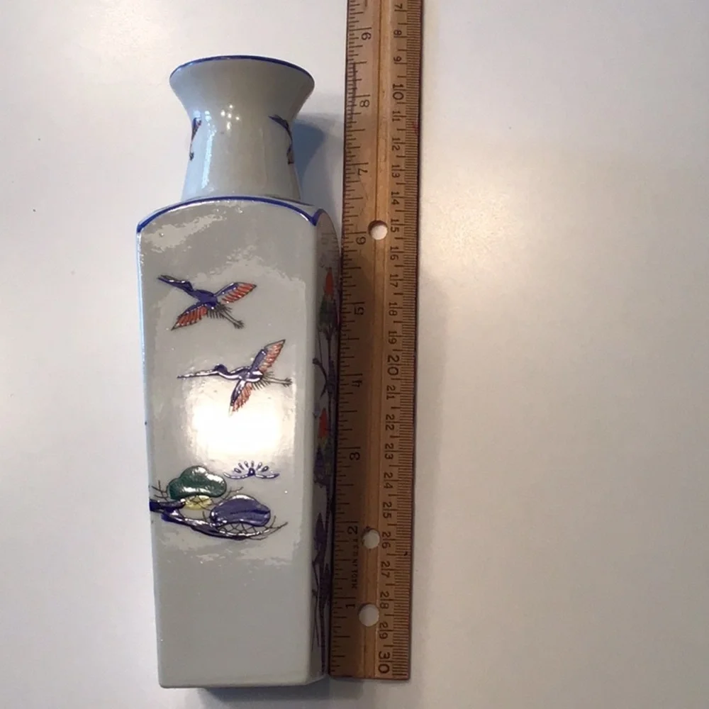 Asian Hand Painted Vase Porcelain Japan Vintage Decor